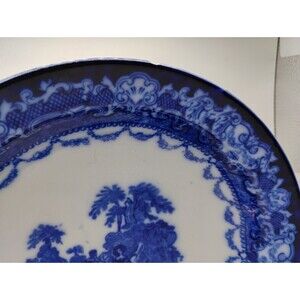 Vintage New Wharf Pottery (NWP Co.) Watteau 9.5" Bowl Flow Blue Deep Dark Color